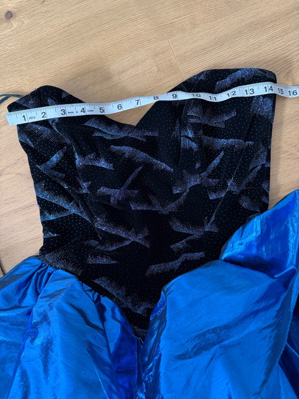 Vintage Black and Electric Blue Strapless Prom Dress - Picture 12 of 13